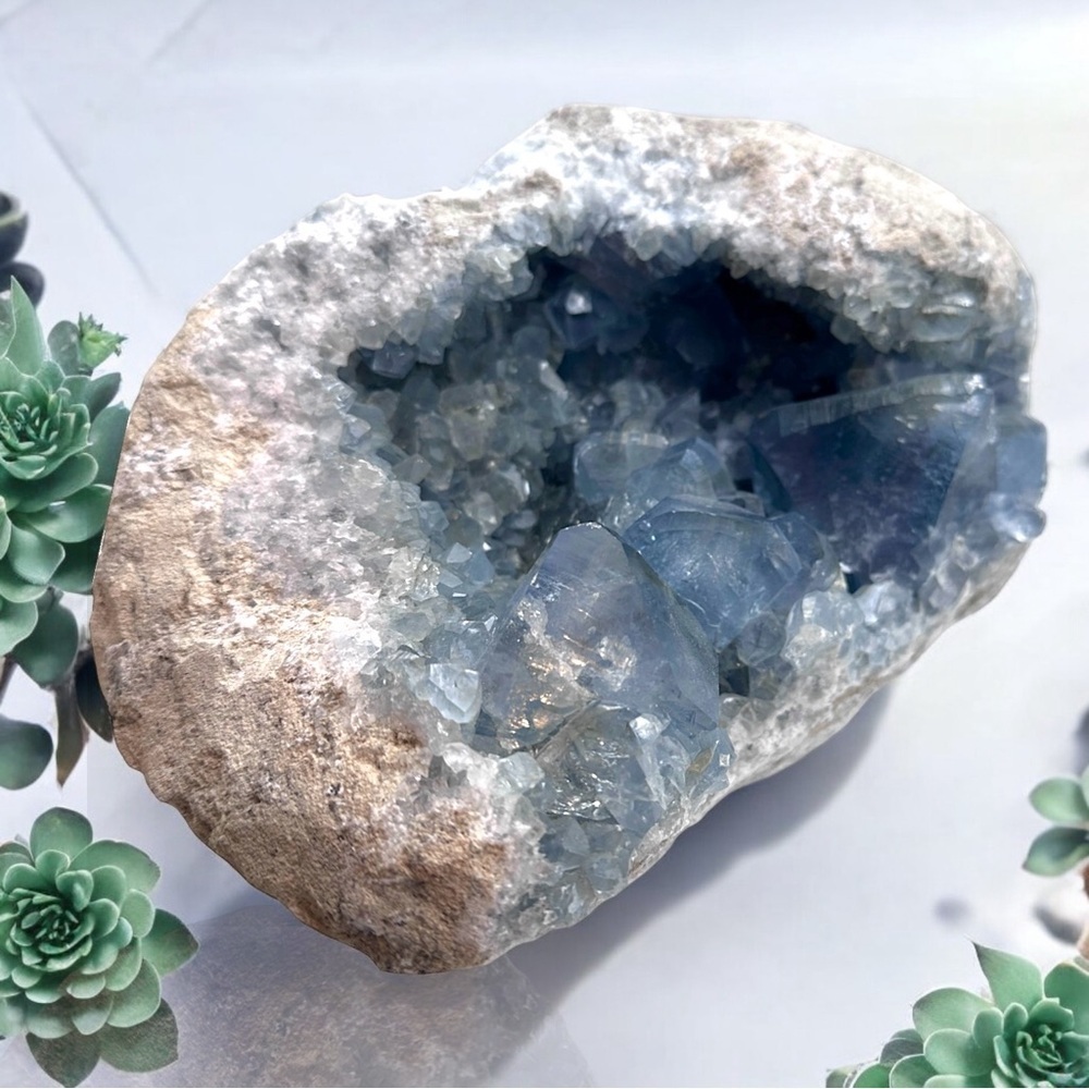 Large Celestite Cluster XXL Points Blue Crystal Natural Raw Rough Freeform